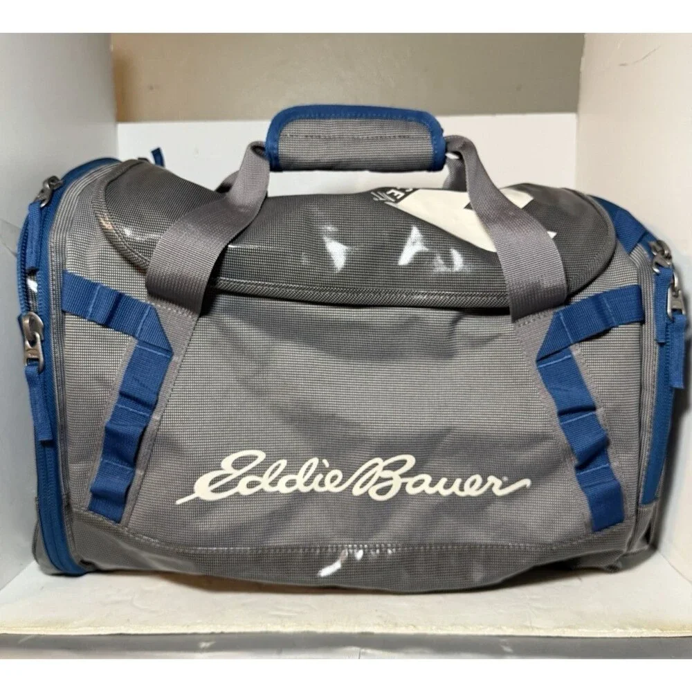 Eddie Bauer First Ascent Duffle Bag Grey Blue Travel Carry On Luggage Gym NWOT